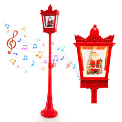 188 cm Christmas Streetlamp Plug-in Musical Lamp Post in Red