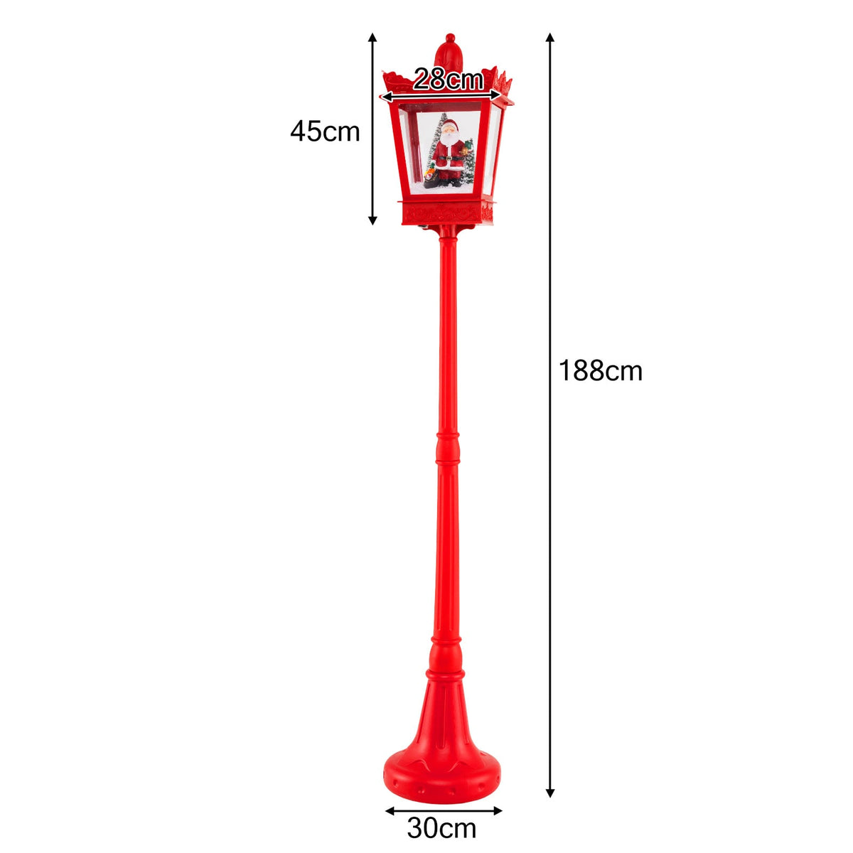 188 cm Christmas Streetlamp Plug-in Musical Lamp Post in Red, image 4