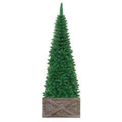 195 CM Artificial Christmas Tree with Wood Collar and 706 Full Branch Tips