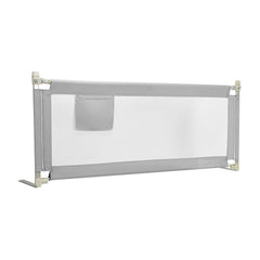 196cm Height Adjustable Bed Rail in grey with a mesh panel and a small storage pocket