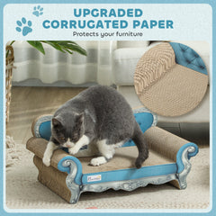 PawHut 2-in-1 Cat Scratcher with Catnip for Indoor Cats, Light Blue