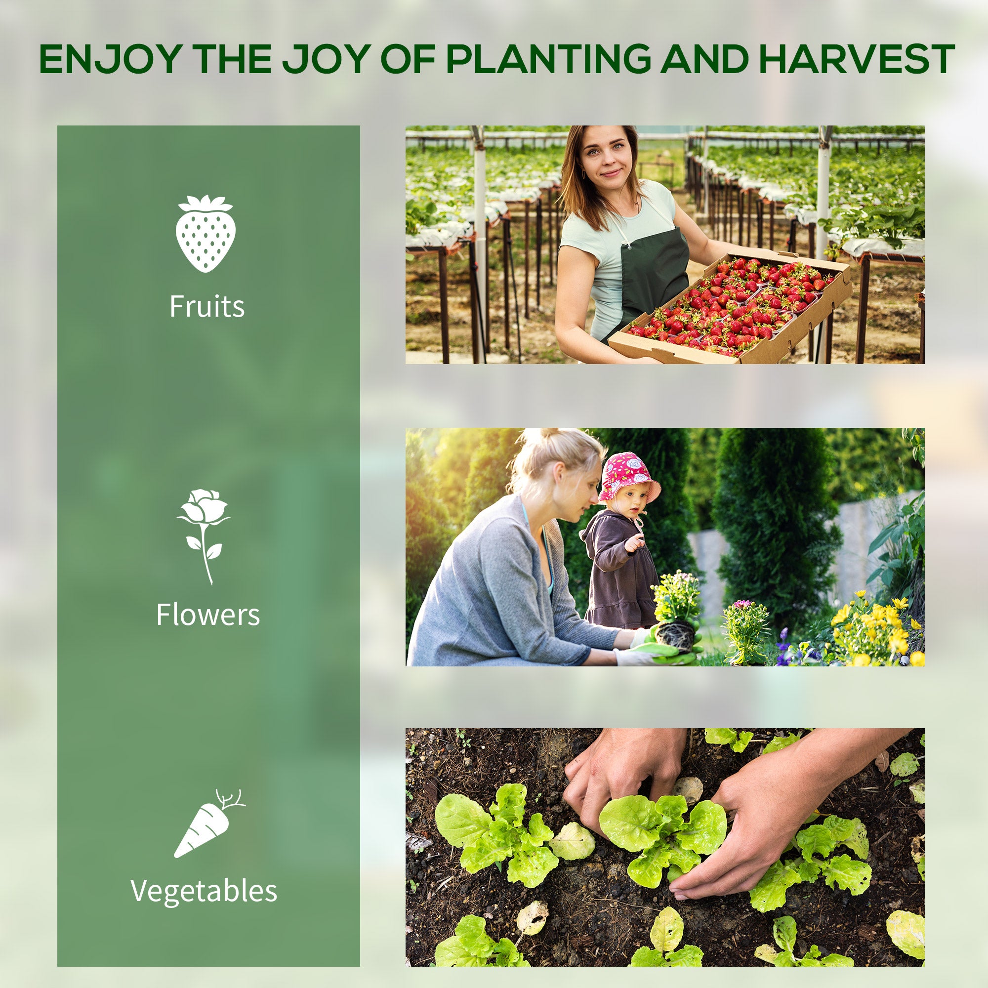 Outsunny 61 x 61cm Garden Planter Bed, with Cover - Grey