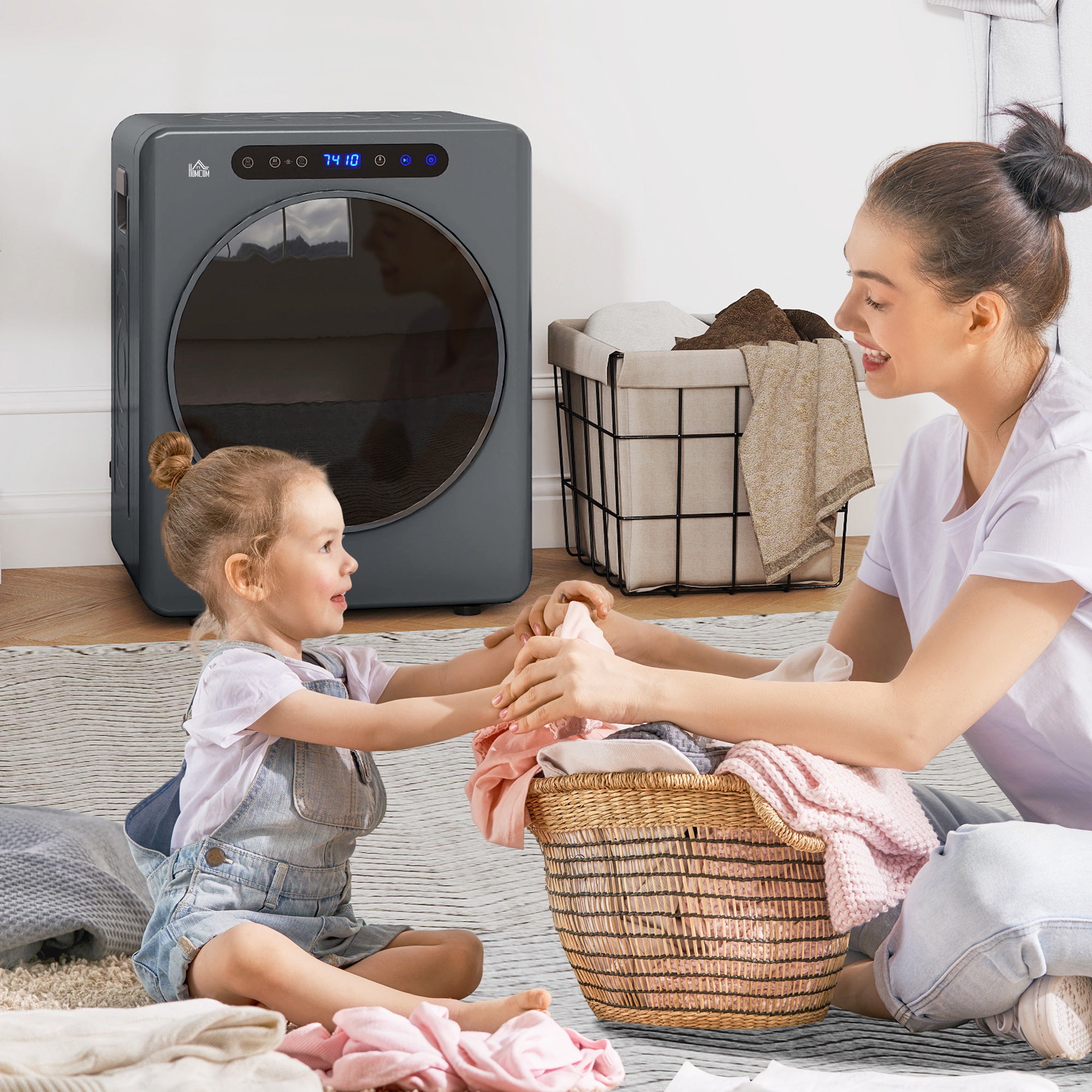 HOMCOM 4kg Compact 40-60√¢‚Äû∆í Tumble Dryer - Grey