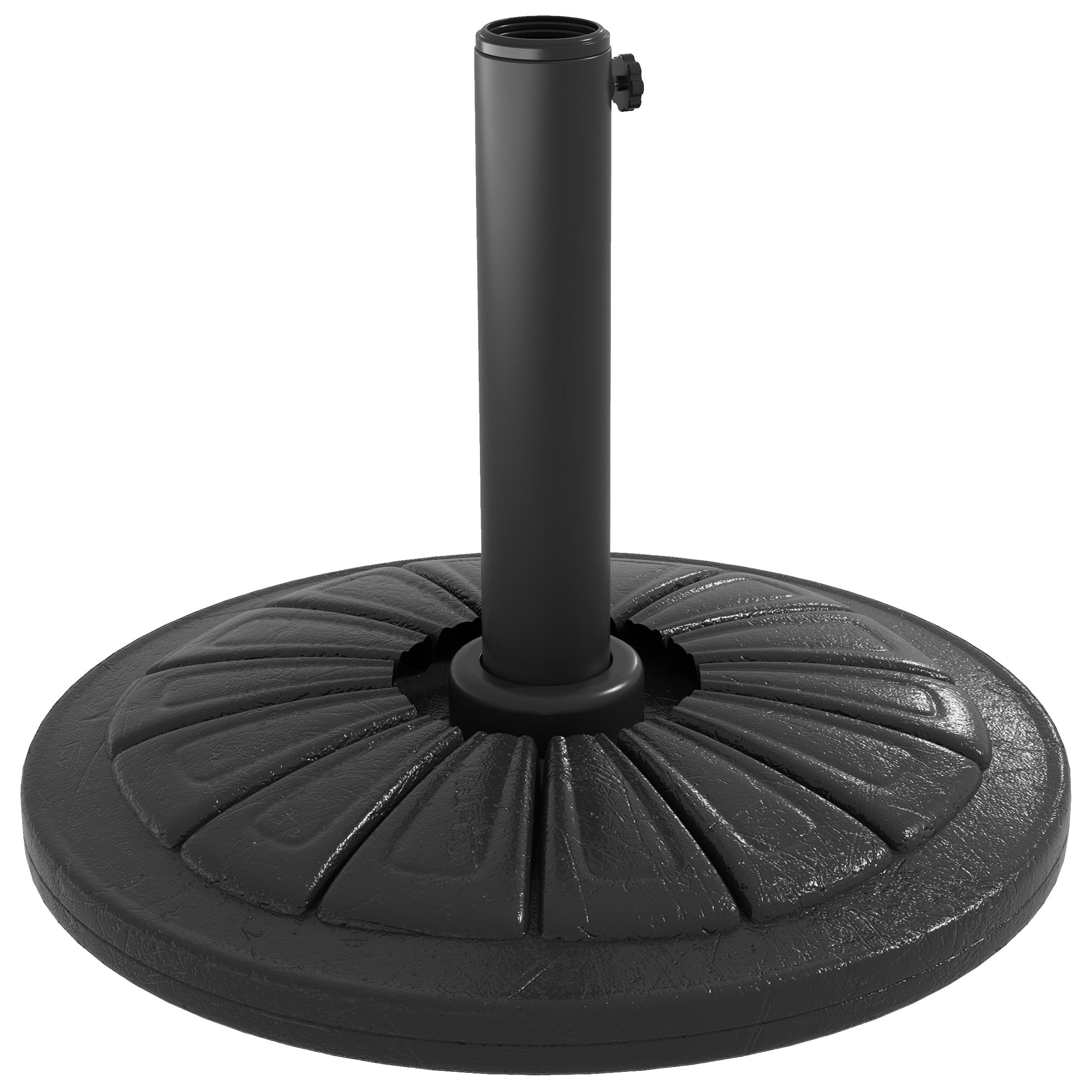 Outsunny Umbrella Base, Heavy Duty Concrete Base Holder with Steel Pole, Round Parasol Stand for Patio, Outdoor, Garden, Black