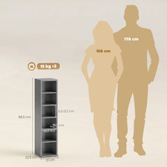 HOMCOM Set of 2 CD Media Display Shelf Unit Tower Rack with Adjustable Shelves, Light Grey