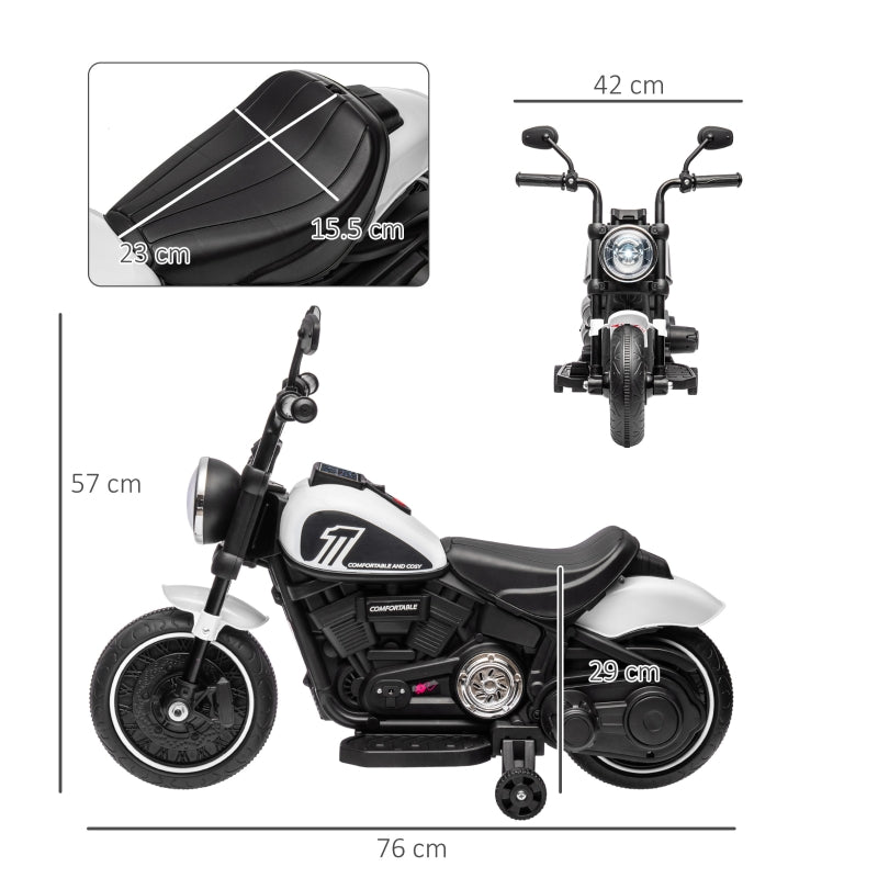 HOMCOM 6v Electric Motorbike with Training Wheels, One-Button Start