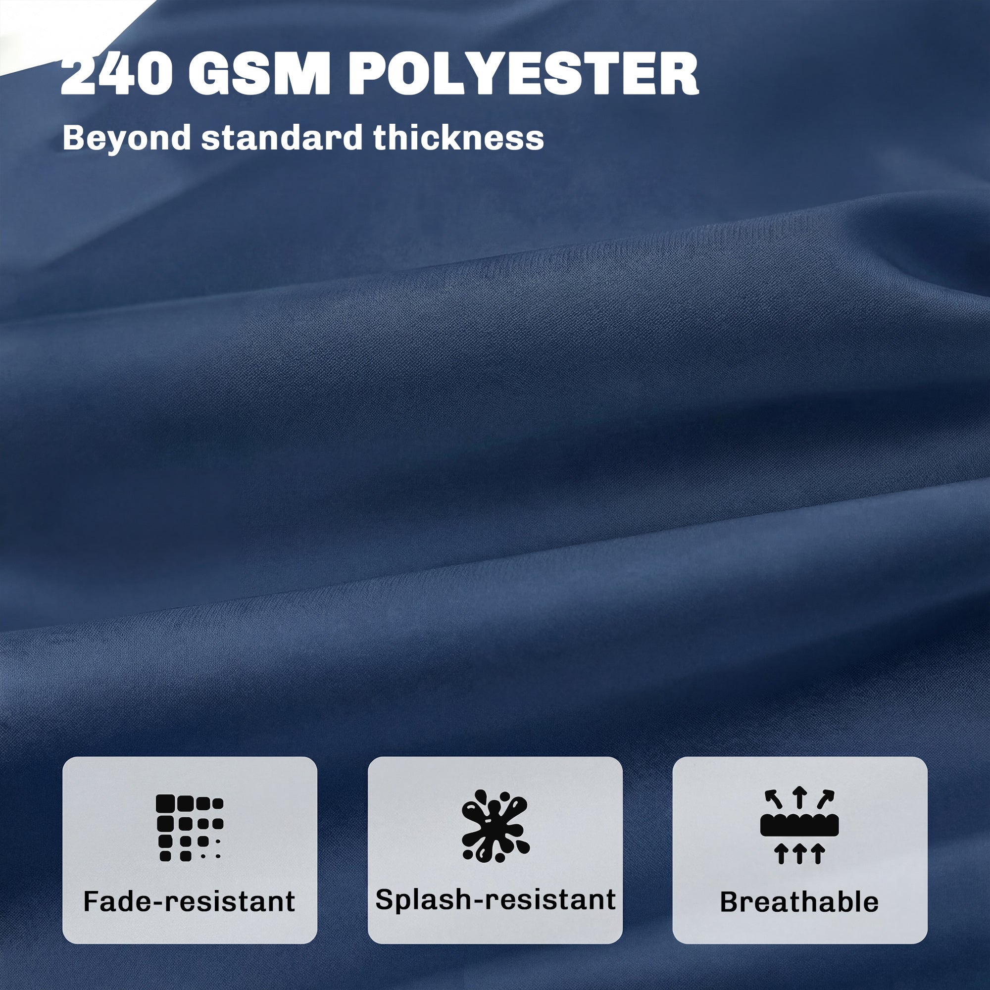 Outsunny 3 Seater Bench Cushion, Garden Chair Cushion with Back and Ties for Indoor and Outdoor Use, 98 x 150 cm, Dark Blue