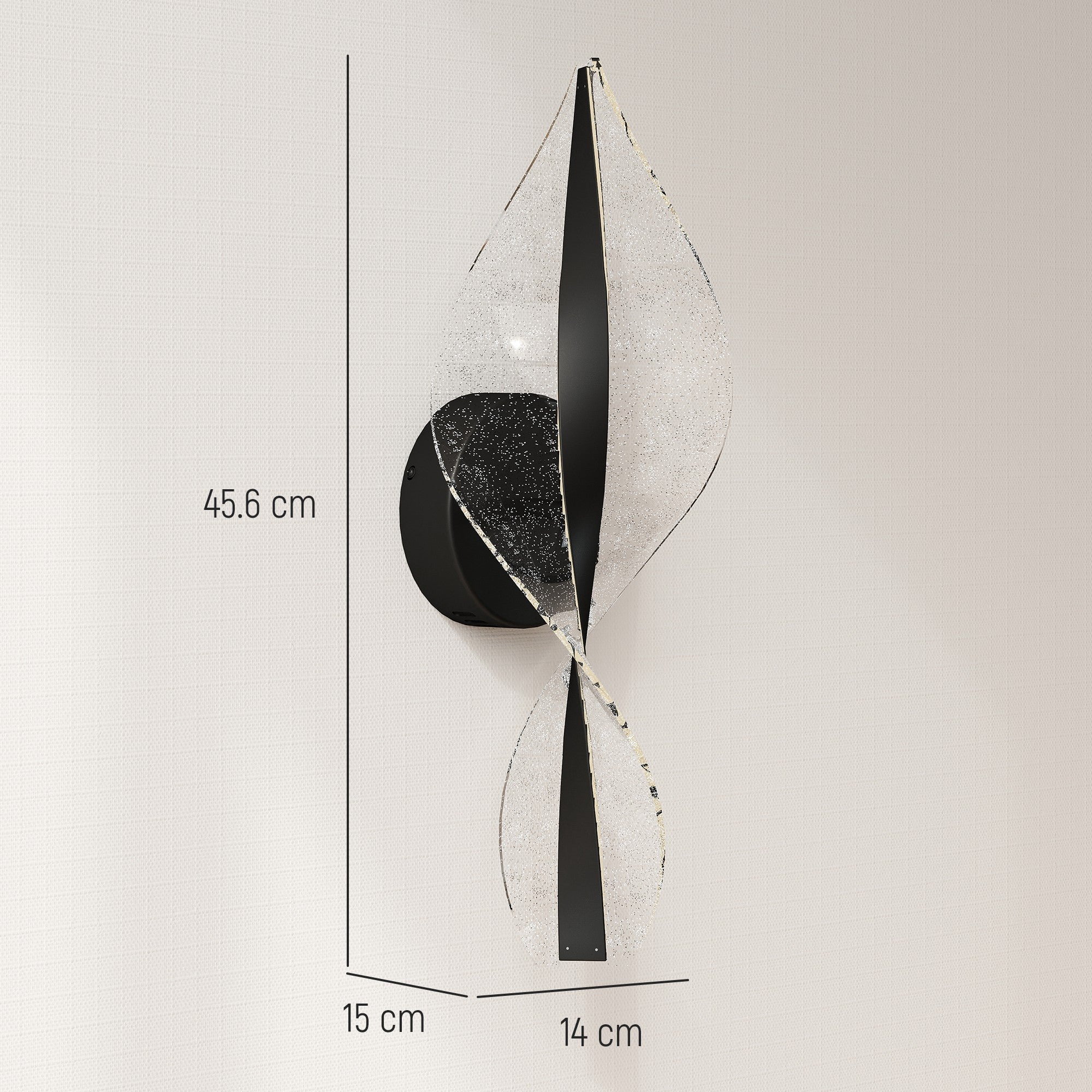 HOMCOM Led Wall Lamp 2 Pack, 13W Modern Indoor Spiral Wall Light, Colour Temperature Adjustable 3000K/4000K/6500K, for Bedroom, Living Room, Hallway, Stairs, Black