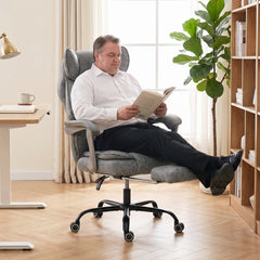 HOMCOM Executive Office Chair, Leathaire Big and Tall Office Chair 180 kg with Wide Seat, Reclining, Lumbar Support, Grey