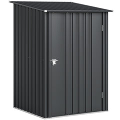 Outsunny 3.3 x 3.4ft Lean To Steel Garden Shed, with Locking Door - Dark Grey