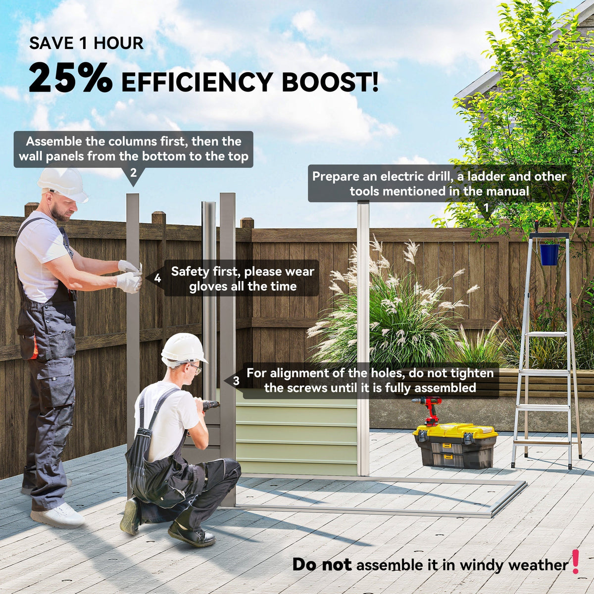Outsunny 4 x 6ft Galvanised Metal Garden Shed, with Locking Door - Grey