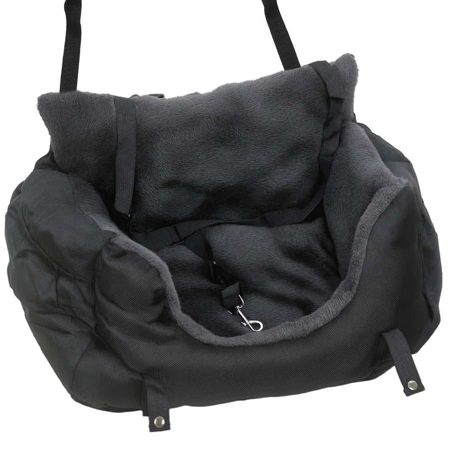 PawHut Dog Car Seat for Small Dogs with Fixed Buckle, Safety Leash, Washable Cover, 58 x 45 x 28 cm, Black
