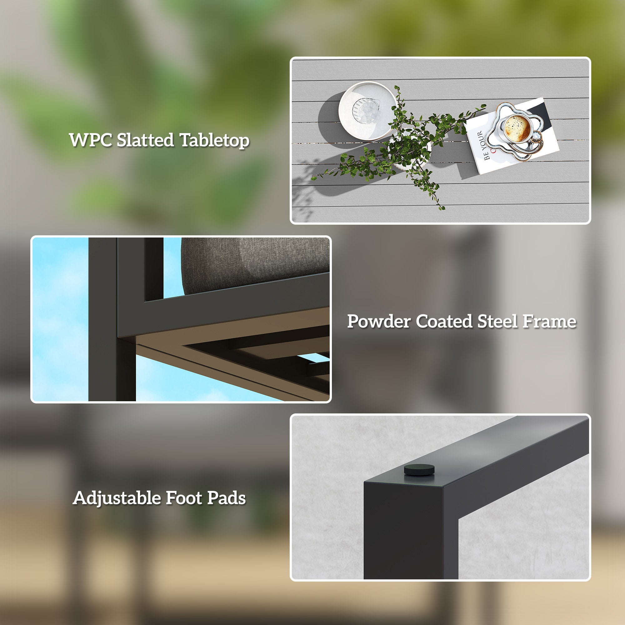 Outsunny Six Piece L Shaped Garden Furniture Set with 3 Loveseats - Grey