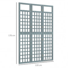 Outsunny 3-Panel Garden Privacy Screen, Freestanding Foldable Wooden Outdoor Divider/Trellis, Decorative Privacy Screen, Grey