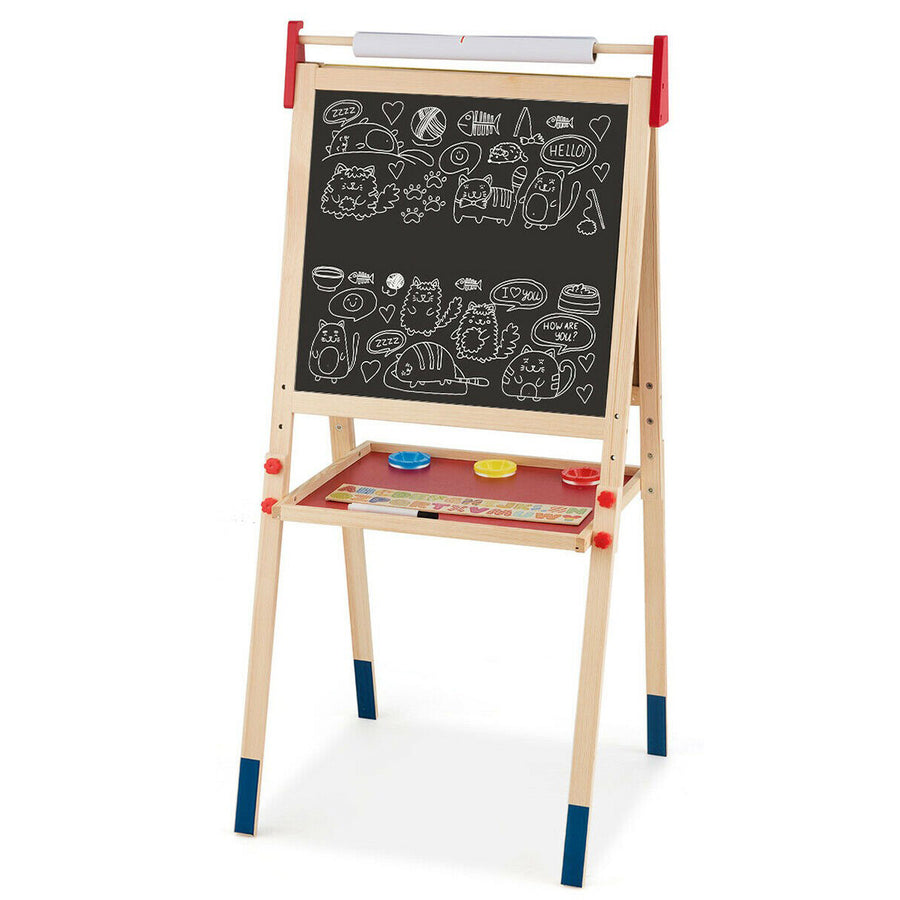 2 IN 1 Kids Art Easel Double Sided Chalk Board Tray