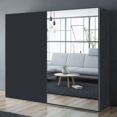 Black Mirrored Sliding Door Wardrobe 250cm – OXFORD