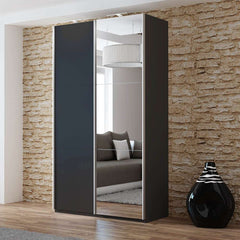 Black Mirrored Sliding Door Wardrobe 120cm – OXFORD