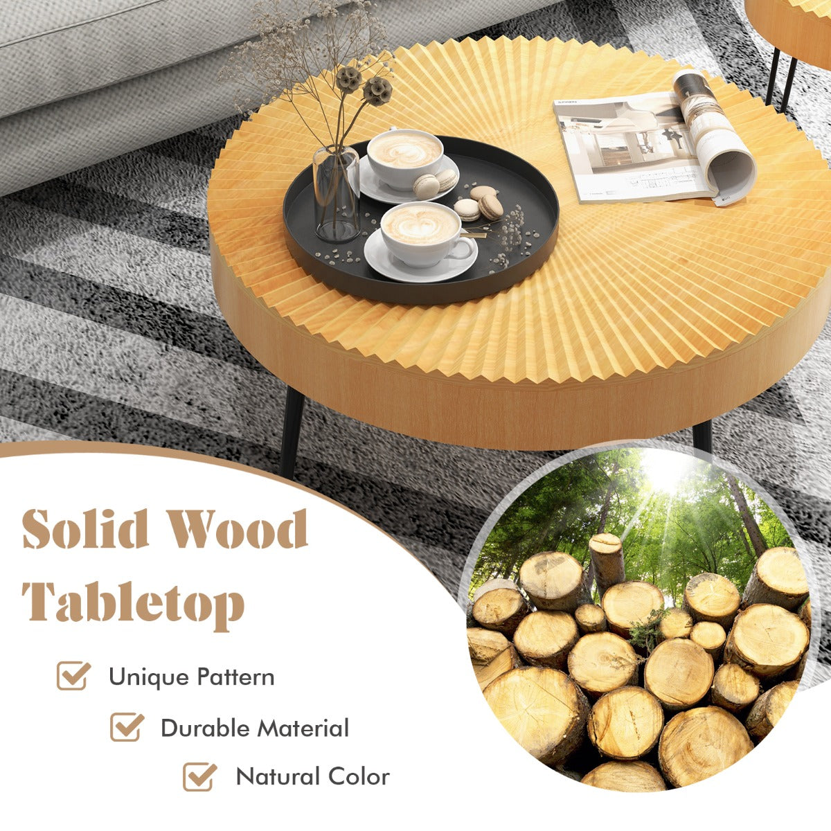 Set of 2 Boho Farmhouse Coffee Table