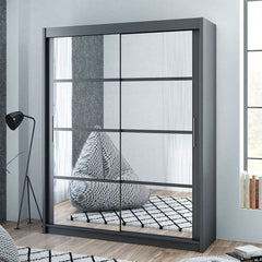 Graphite Mirrored Sliding Door Wardrobe 160cm – NORWICH