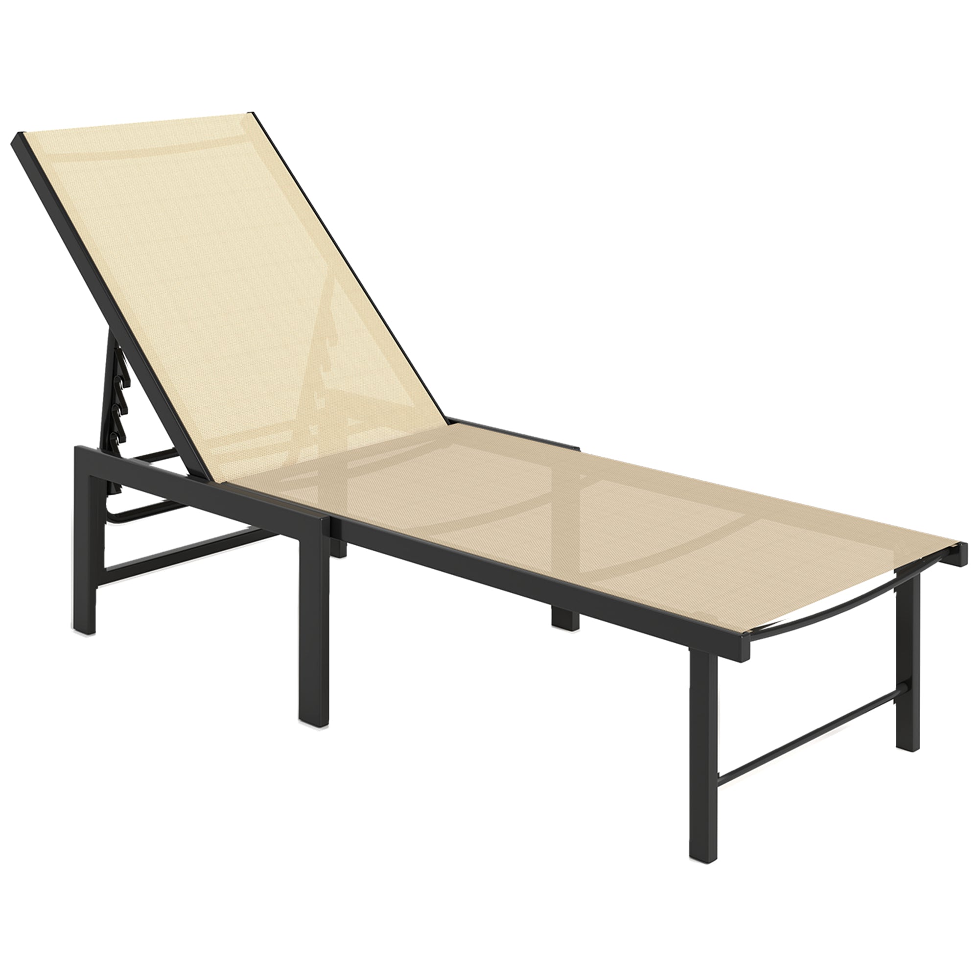 Outsunny Reclining Sun Lounger - Khaki