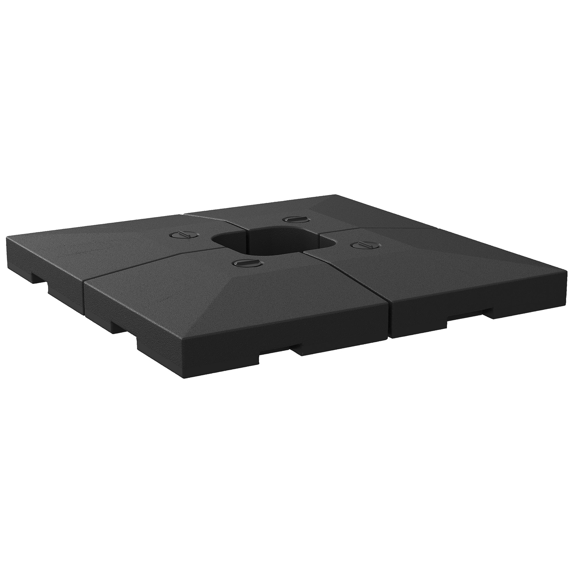 Outsunny 4 Pieces Fillable Parasol Base, Heavy Duty Umbrella Weights for Cross Stand, Square Holder for Cantilever Parasol, Total 120KG Sand/ 80L Water Filled (Metal Pole & Cross Stand NOT INCLUDED)