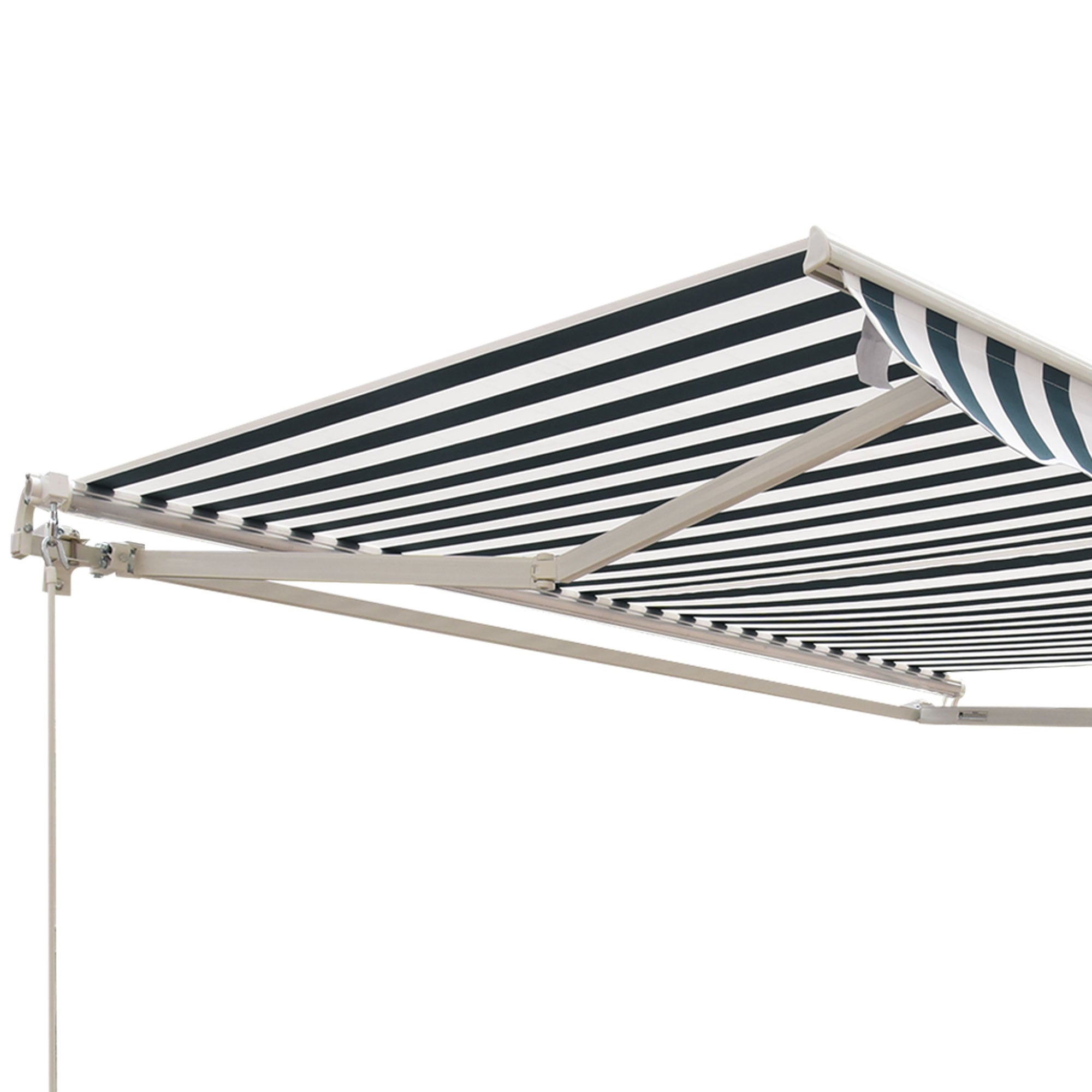 Outsunny Retractable Awning, 2.5x2 m-Dark Green/White