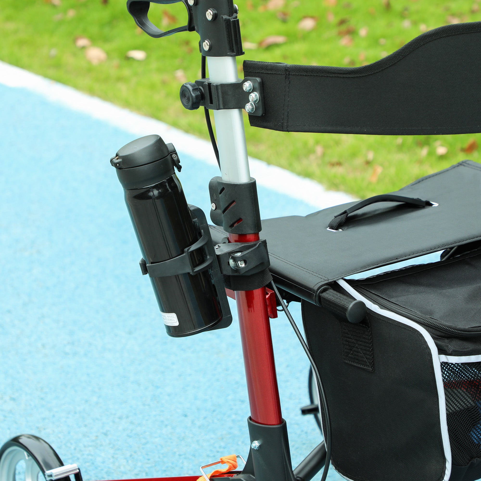 HOMCOM 88.5-106cm Aluminium Frame Rollator Walker, with Brakes - Red