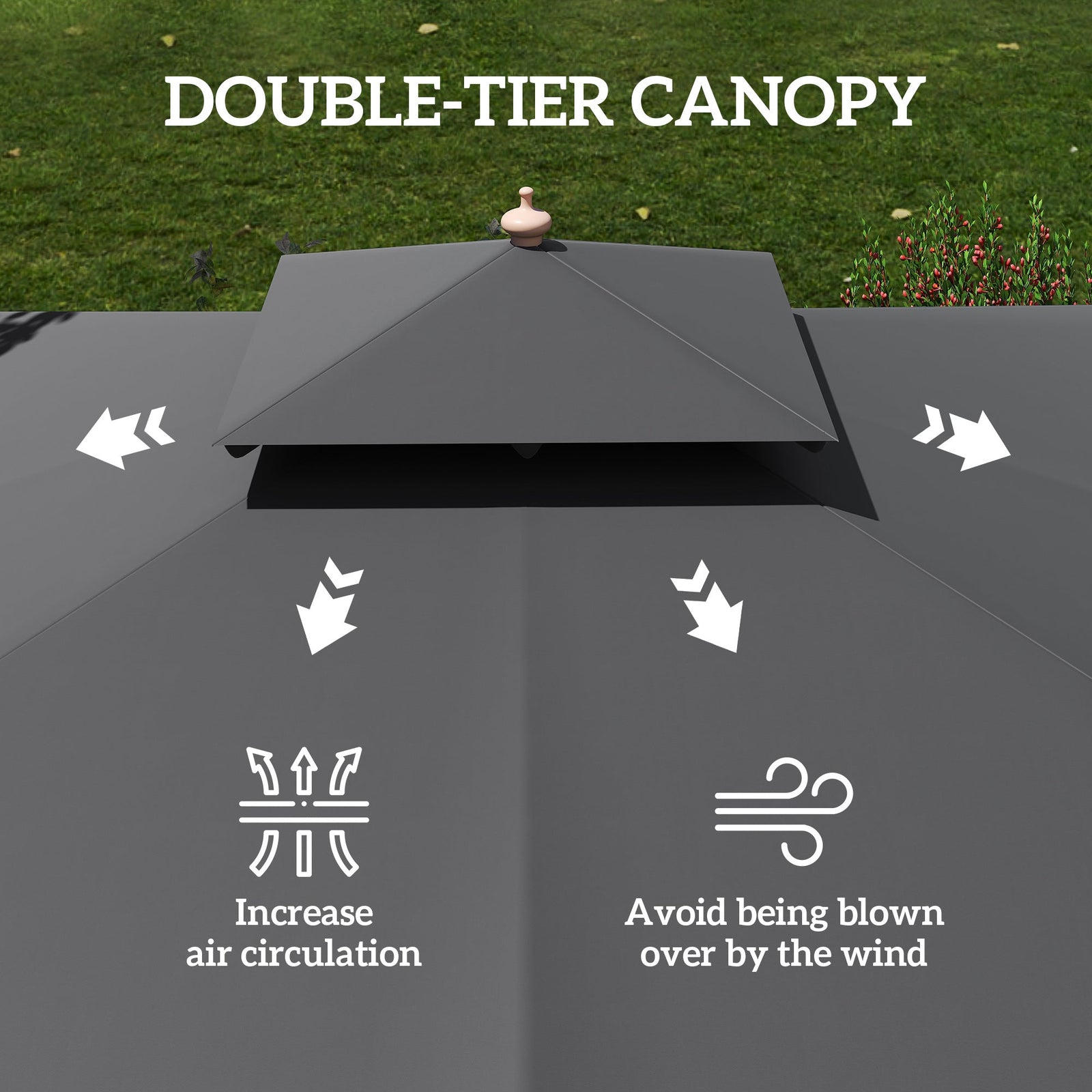 Outsunny 3 m Square Garden Parasol - Black