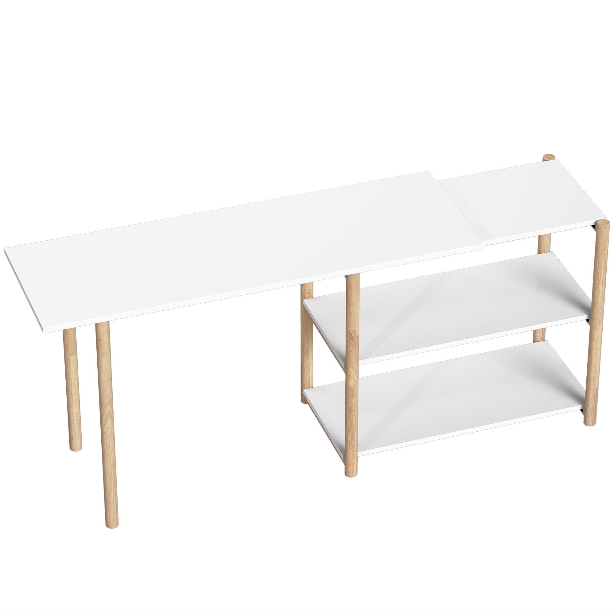 HOMCOM Computer Desk with Storage Shelves Modern Writing Desk Bamboo Frame for Home Office 150 cm White and Oak