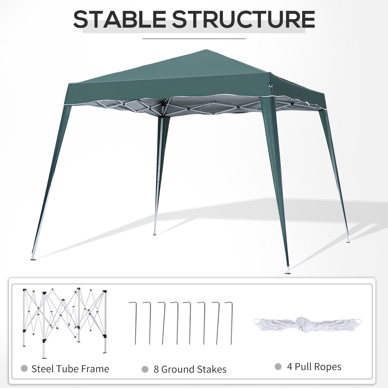 Outsunny 3 M x 3 M Base/ 2.5 M x 2.5 M Top Pop Up Gazebo with Carry Bag, Height Adjustable Slant Leg Party Tent Instant Event Shelter for Garden, Patio, Green