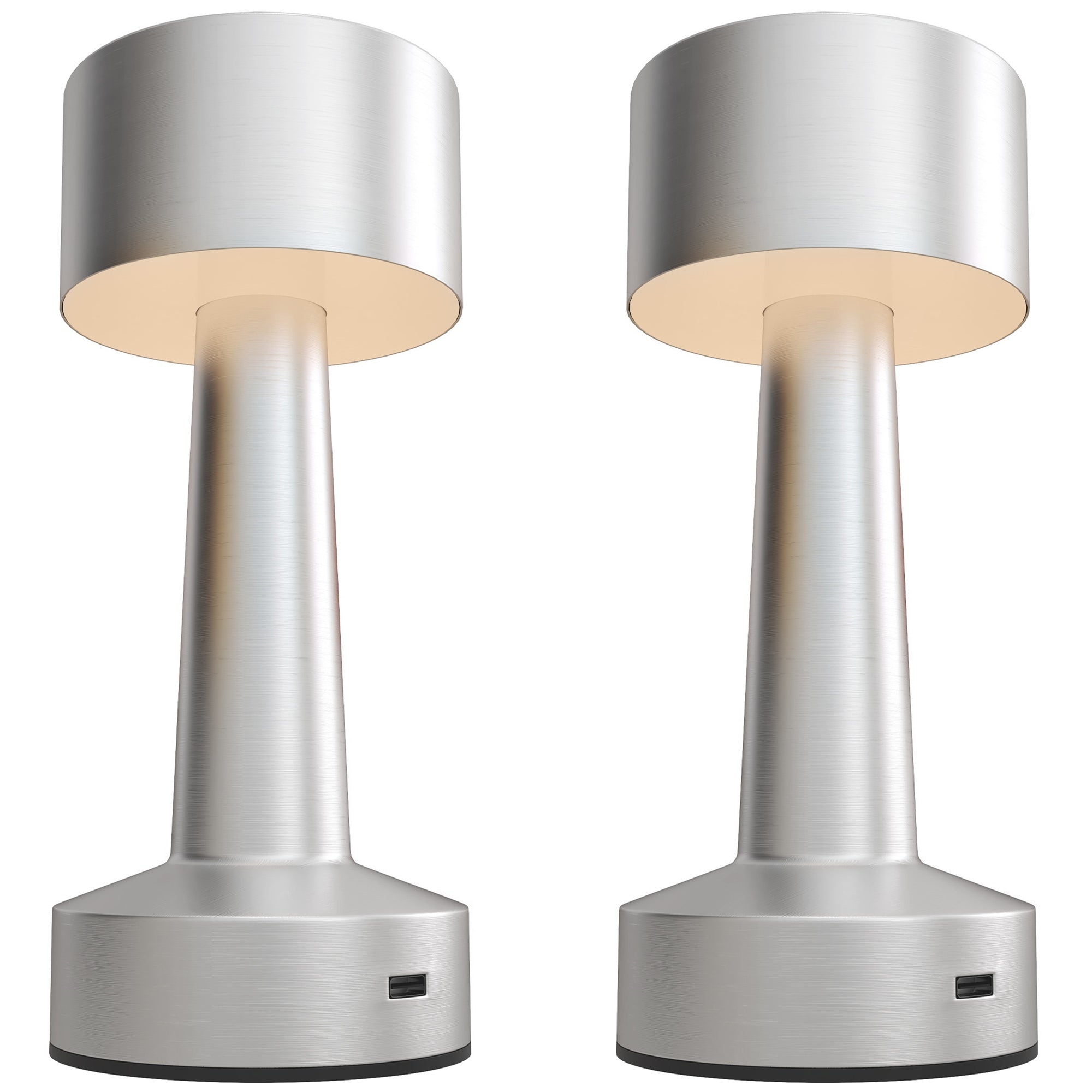 2 Pack Cordless Table Lamp, Touch LED Desk Lamp with Rechargeable Battery, 3 Colour, for Bedroom Living Room, Silver