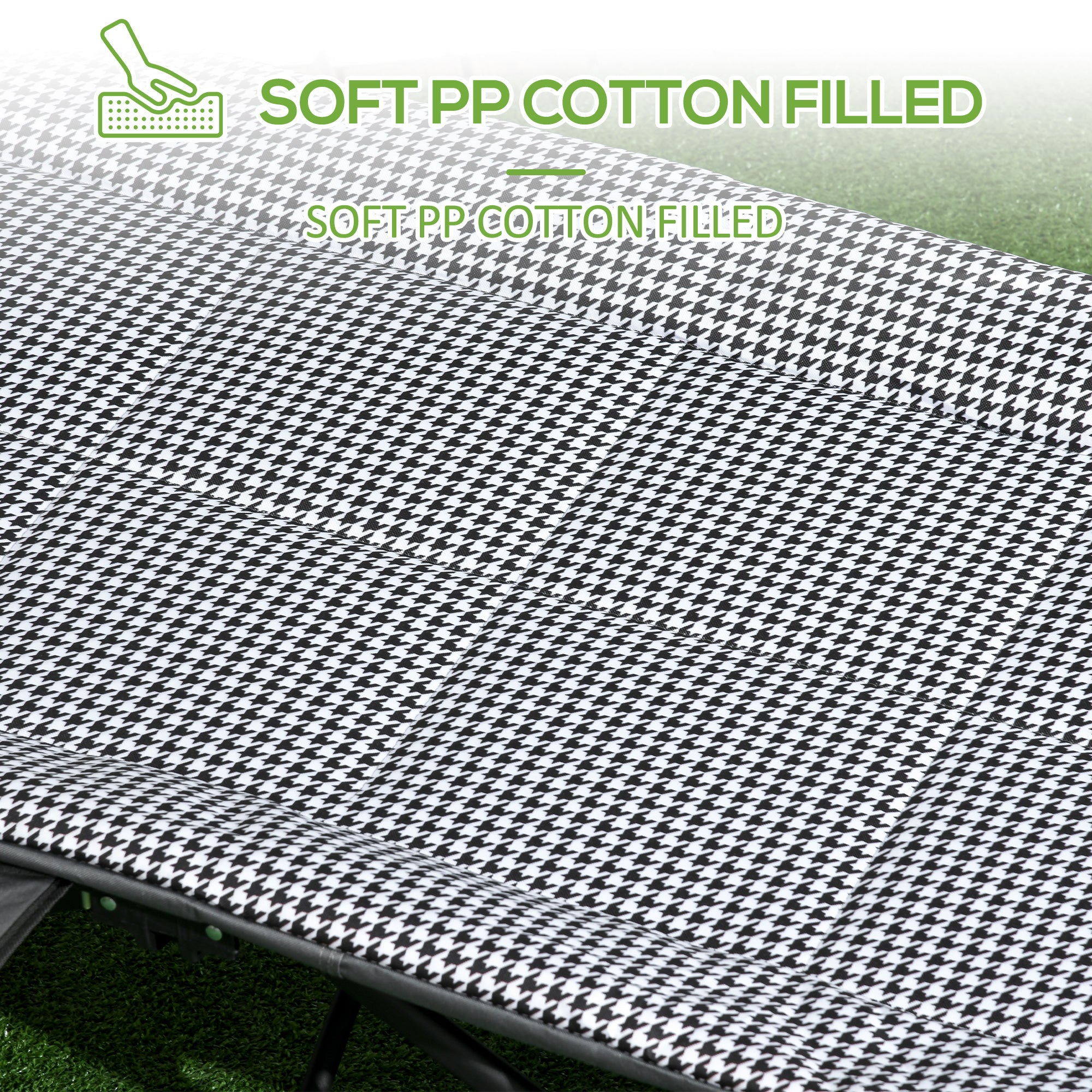 Outsunny Foldable Camp Bed, Padded Patio Camping Bed with Carry Bag, Magazine Bag and Cup Holder for Outdoor, Garden, Black