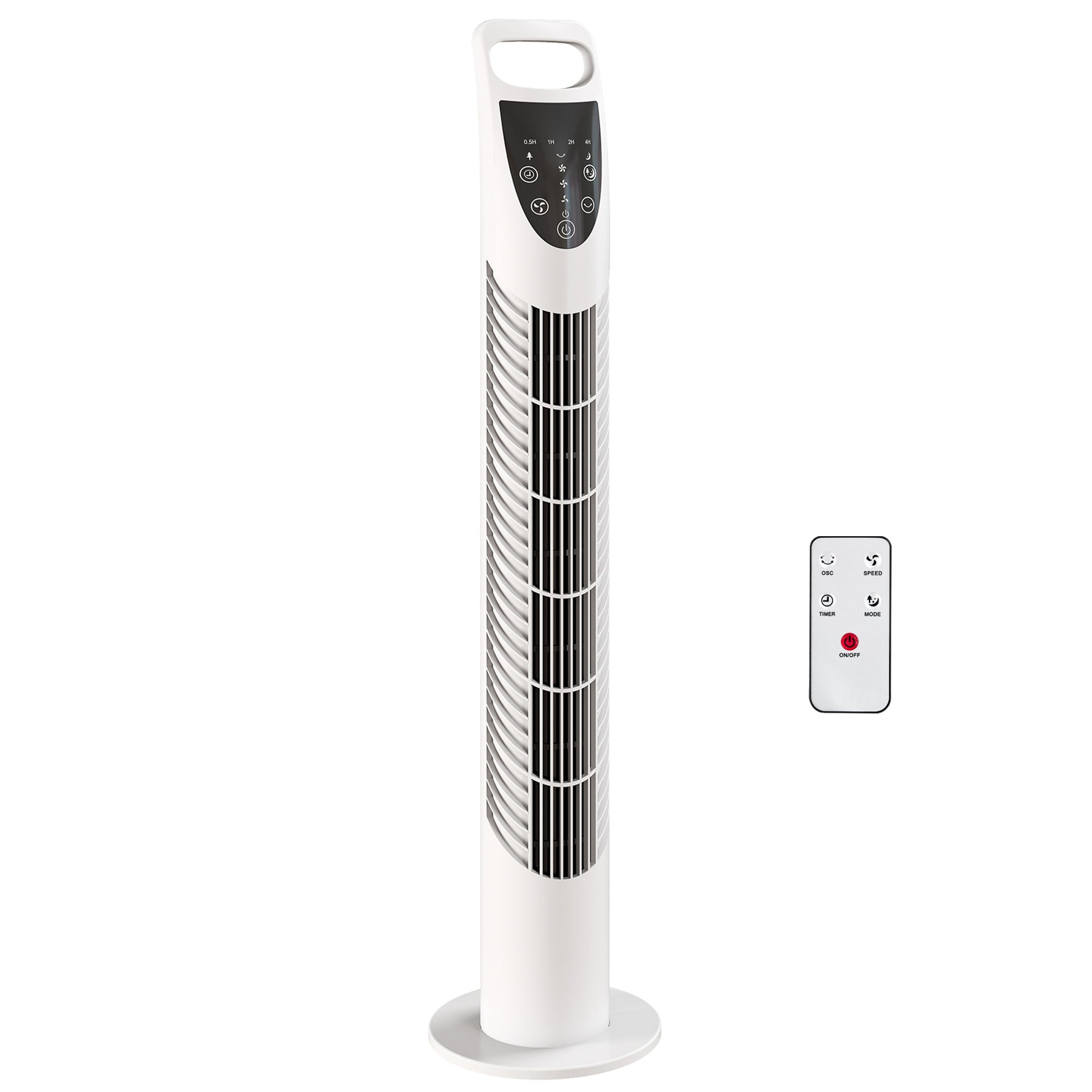 HOMCOM Tower Fan Oscillating 3 Speeds 3 Winds 40W w/ RC Timer Quiet - White