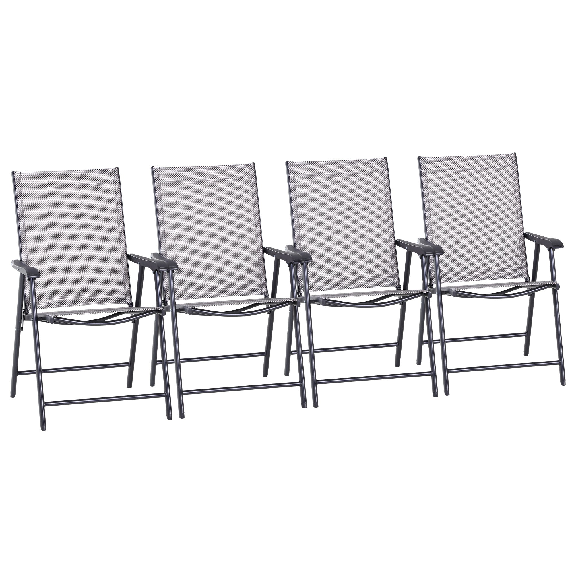 Outsunny Set of Four Folding Garden Chairs - Grey
