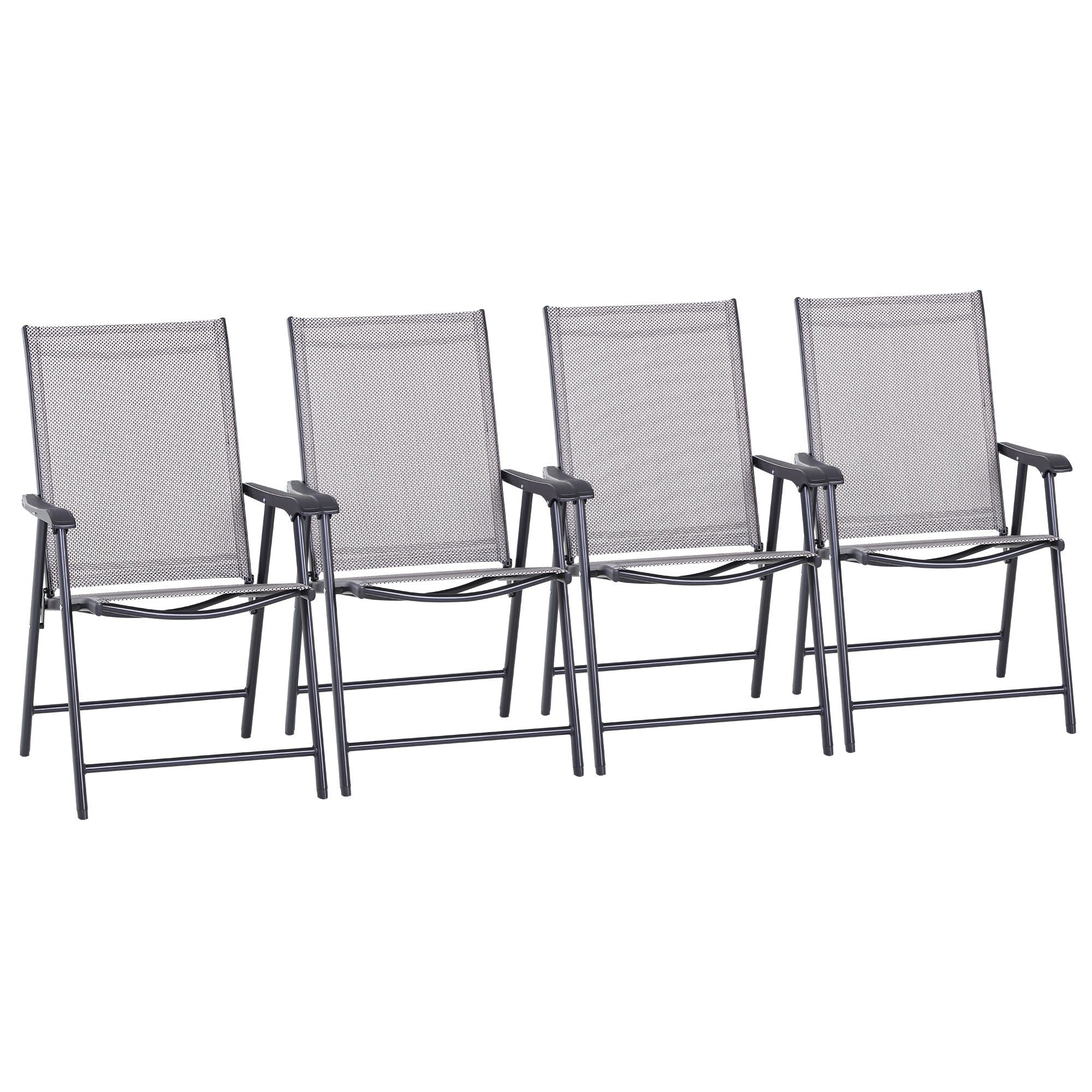 Outsunny Set of Four Folding Garden Chairs - Grey