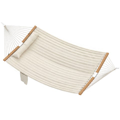 Outsunny Double Hammock 2 Person Swing Bed with Spreader Bars, Pillows, Pad, 200 x 140cm, Cream White