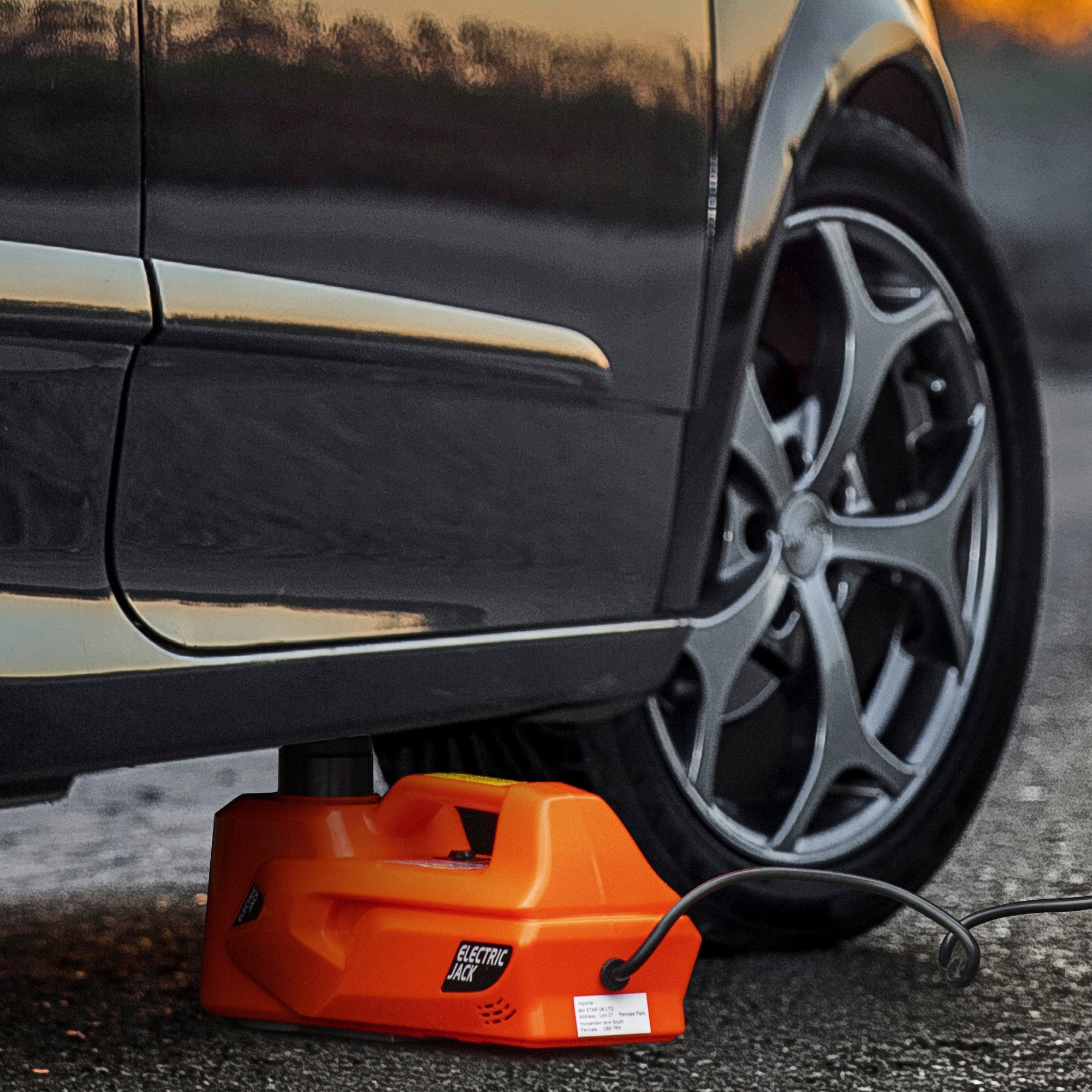 DURHAND 5 Ton Electric Car Jack Kit with 12V Auto Car Floor Jack, Impact Wrench, 15.5-45cm Tyre Lift Emergency Tyre Repair Kit with Case for Cars, SUVs, Sedans, MPVs