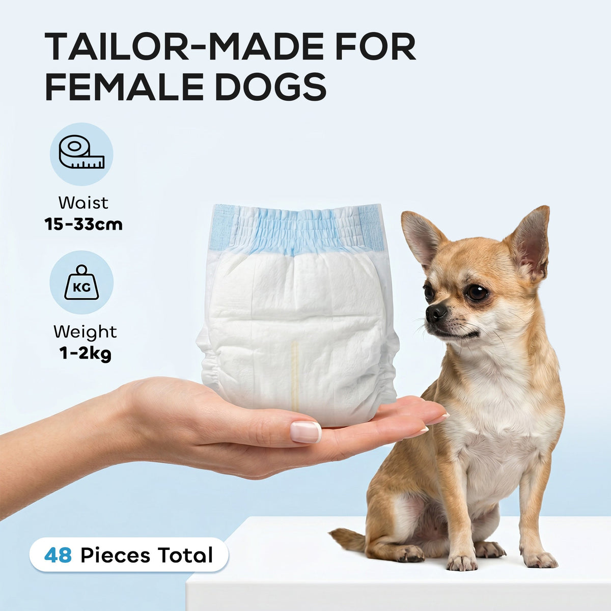 PawHut Disposable Dog Diapers Female Incontinence or Excitable Urination and Training 48 Count, XS, 15-33 cm
