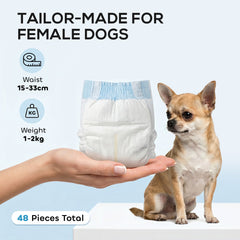 PawHut Disposable Dog Diapers Female Incontinence or Excitable Urination and Training 48 Count, XS, 15-33 cm