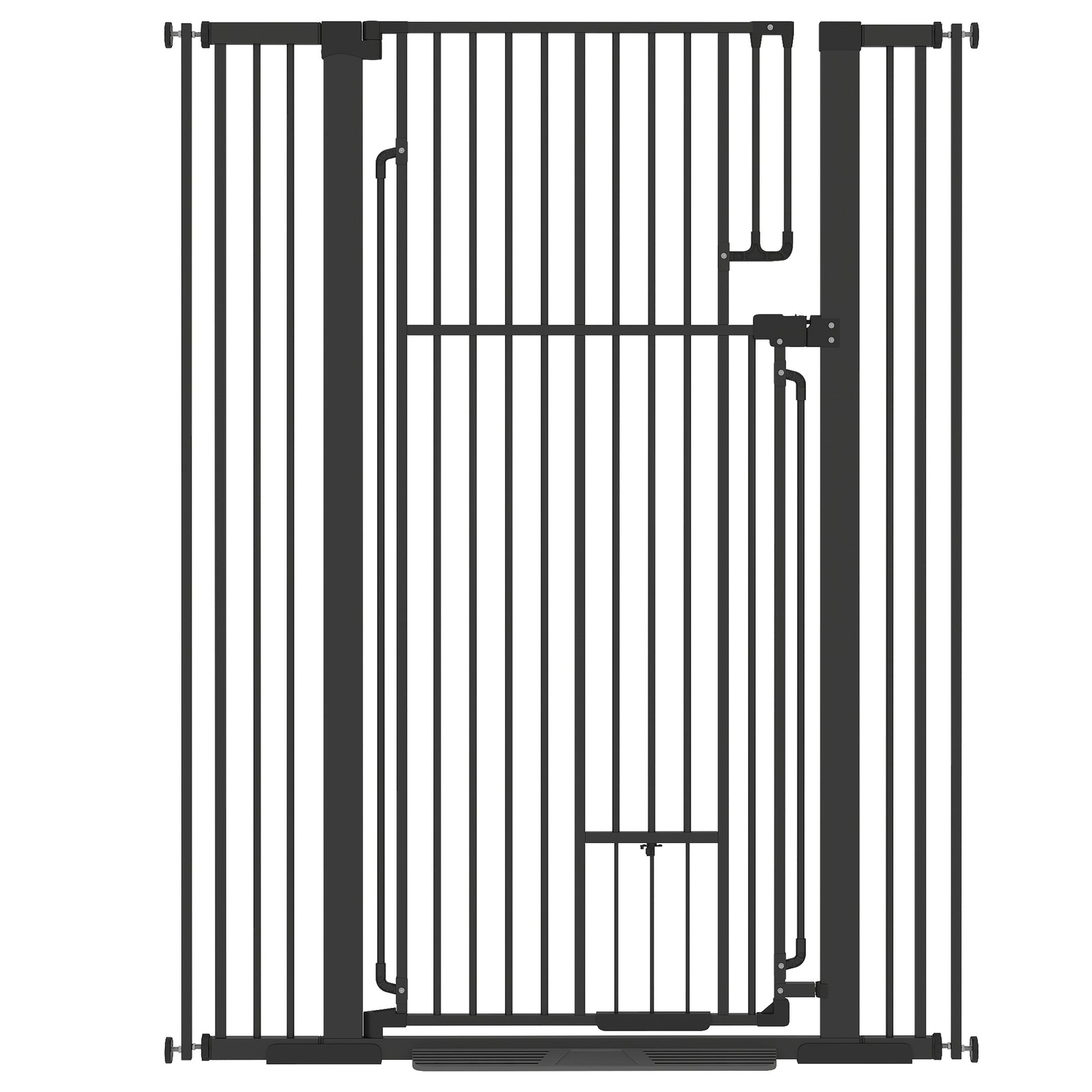 PawHut 135cm Extra Tall Dog Gate with Cat Door, Fits Openings 81-108 cm Pressure Mounted for Doorways, Hallways, No Drilling