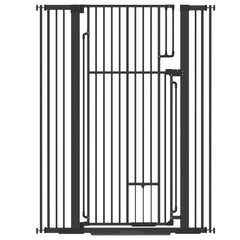 PawHut 135cm Extra Tall Dog Gate with Cat Door, Fits Openings 81-108 cm Pressure Mounted for Doorways, Hallways, No Drilling