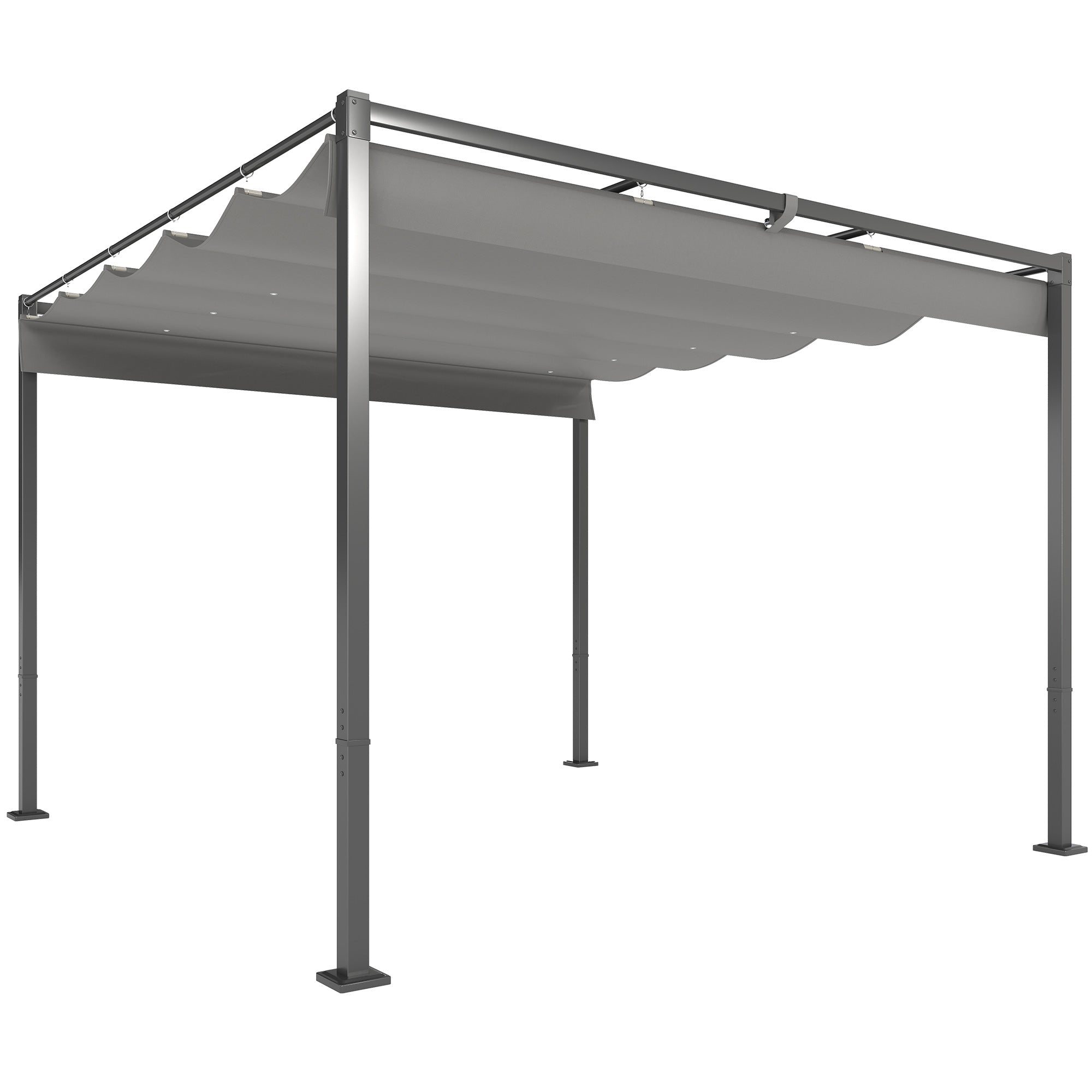 Outsunny 3 x 3m Retractable Roof Metal Pergola - Grey