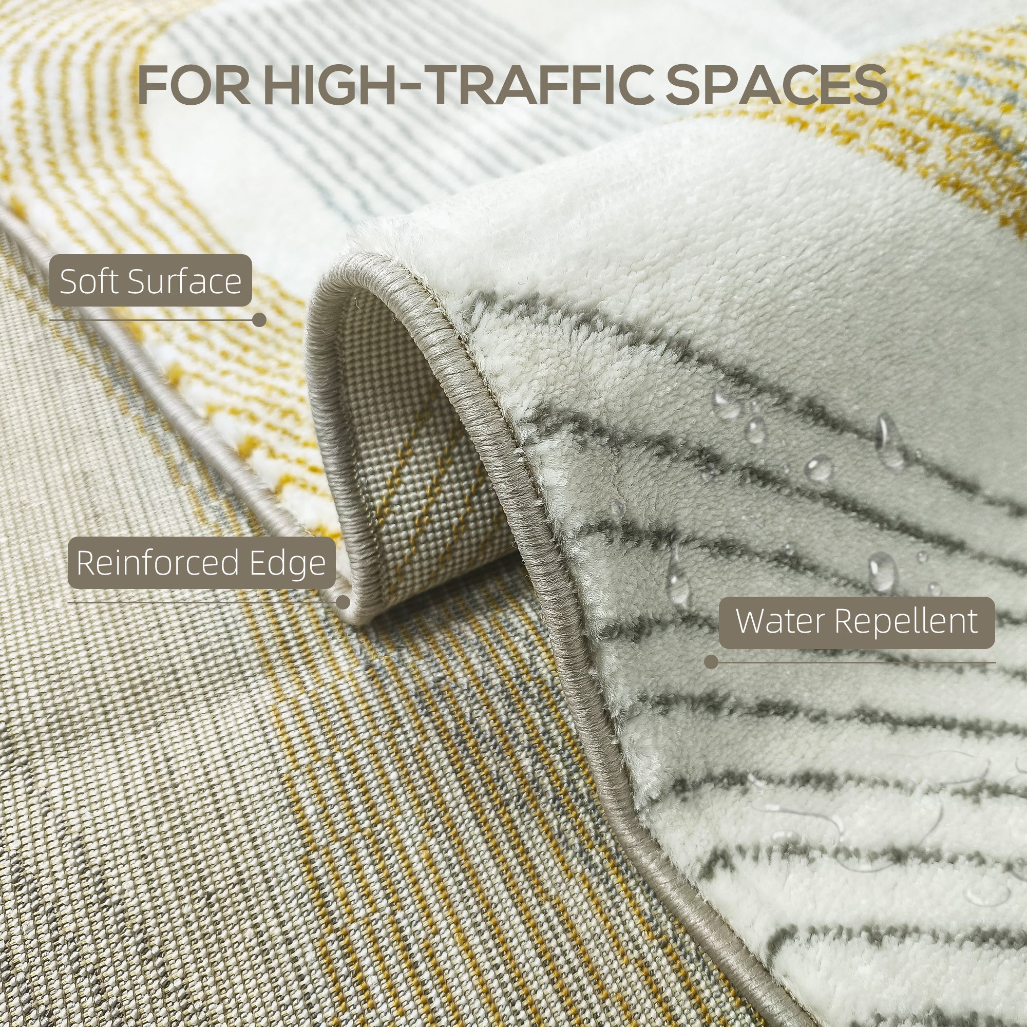 HOMCOM Modern Area Rug, Machine Washable Rug, Allergy-Friendly Floor Carpet for Living Room, Bedroom, Dining Room, Home Office, 170 x 120 cm, Cream White