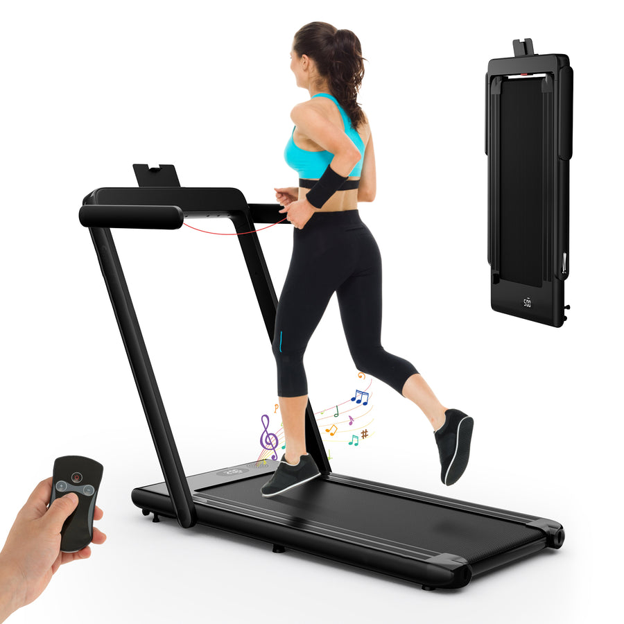 2.25 HP Foldable Treadmill 3 in 1 Walking Pad Under Desk Treadmill-Black