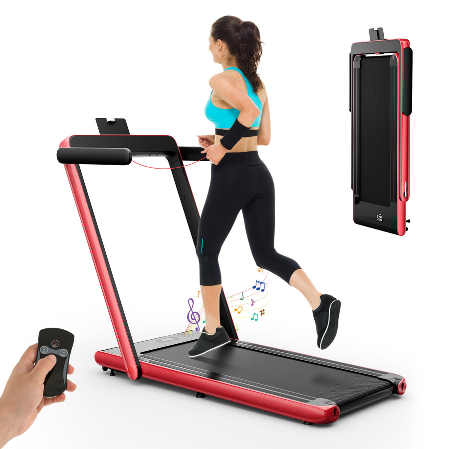 2.25 HP Foldable Treadmill 3 in 1 Walking Pad Under Desk Treadmill-Red