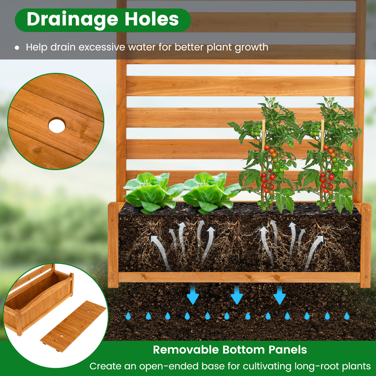 2/3-Panel Freestanding Air Conditioner Fence with Planter Box-Yellow-2-Panel