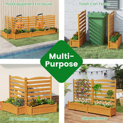 2/3-Panel Freestanding Air Conditioner Fence with Planter Box-Yellow-2-Panel
