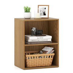 2-Cube Bookcase Floor Standing Open Bookshelf with 5-Position Adjustable Shelf-Natural