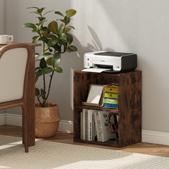2-Cube Bookcase Floor Standing Open Bookshelf with 5-Position Adjustable Shelf-Rustic Brown