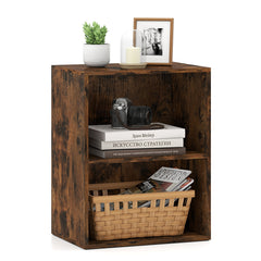 2-Cube Bookcase Floor Standing Open Bookshelf with 5-Position Adjustable Shelf-Rustic Brown